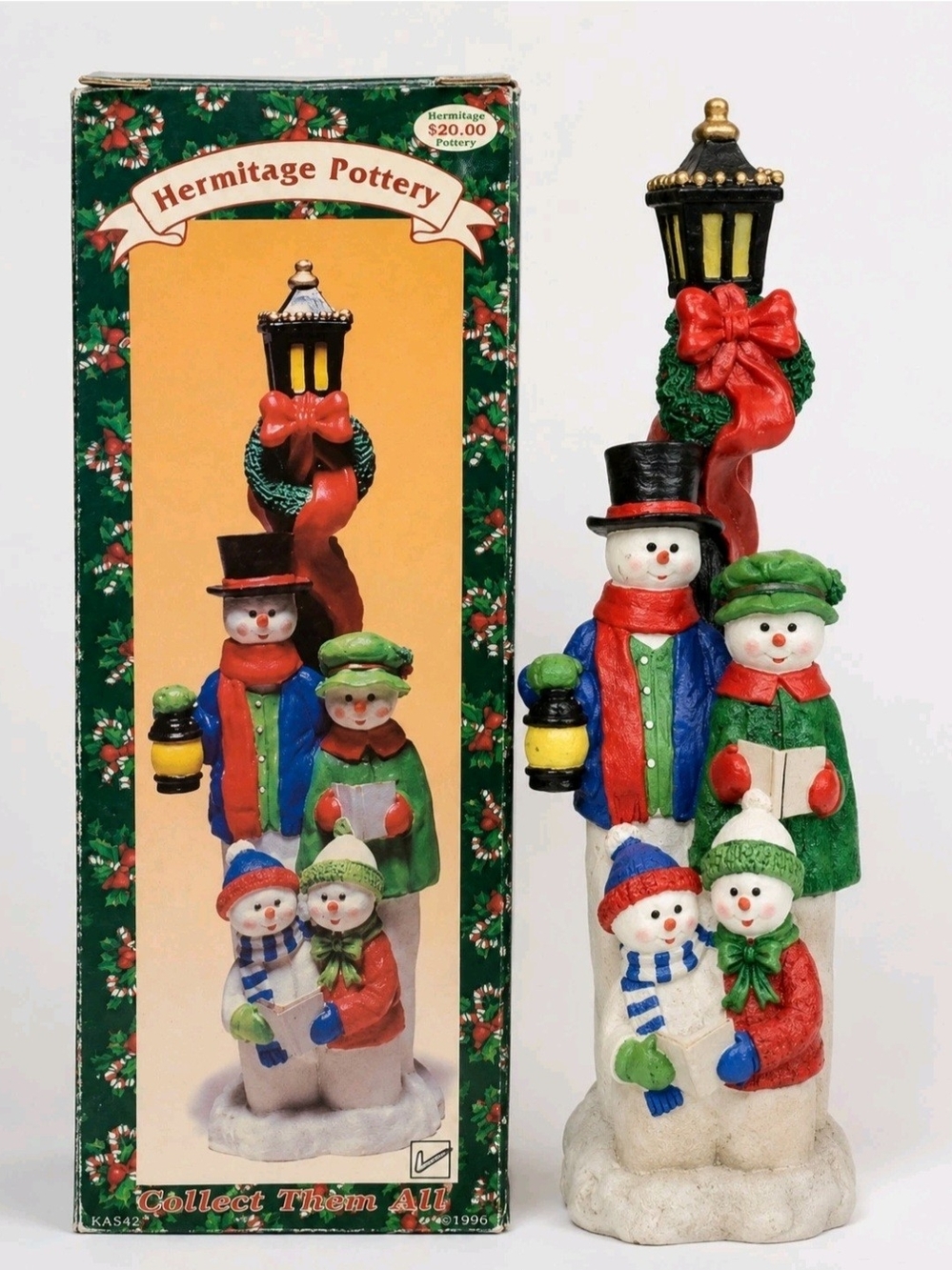 Vintage 1996 Hermitage Pottery PolyStone Family Carolers Christmas Figurine